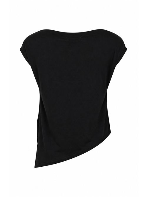 Top in ice cotton con scollo a barca Nero Alpha Studio | AD-6452C2002